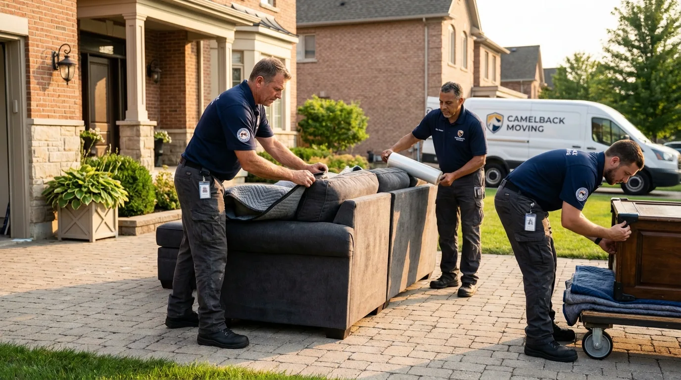Large estate moving crew wrapping furniture in Seymour, TX